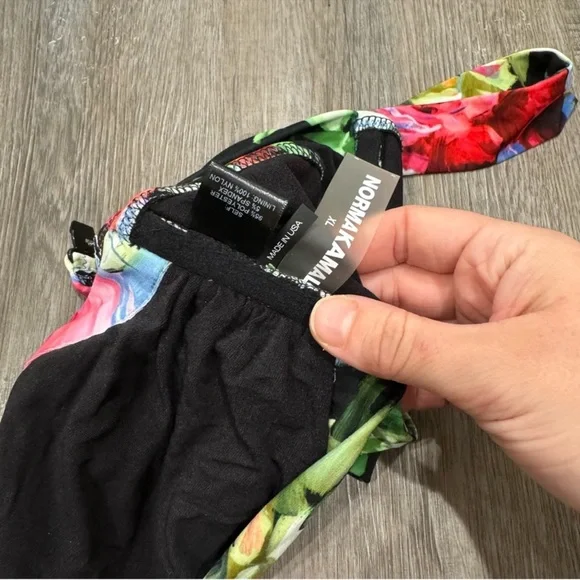 Norma Kamali Bill Bra in Rose Garden Print Swim Top